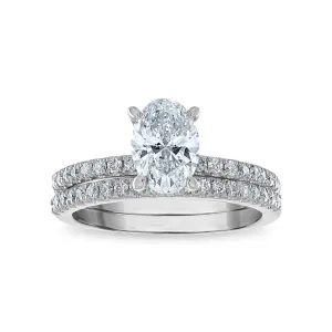 1-3/4 CTW Lab Grown Diamond Oval Shaped Bridal Set in 14KT White Gold