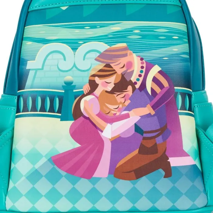 10" Disney Princess - Tangled Castle Glow in the Dark Faux Leather Mini Backpack Bag Loungefly