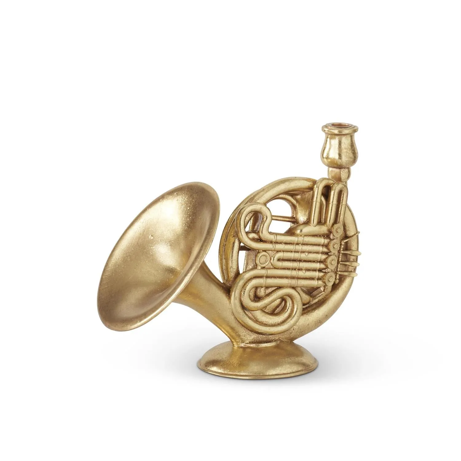 11.5" French Horn Gold Foiled Taper Candleholder