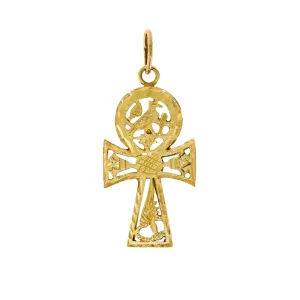 14K Gold Ankh Cross Pendant