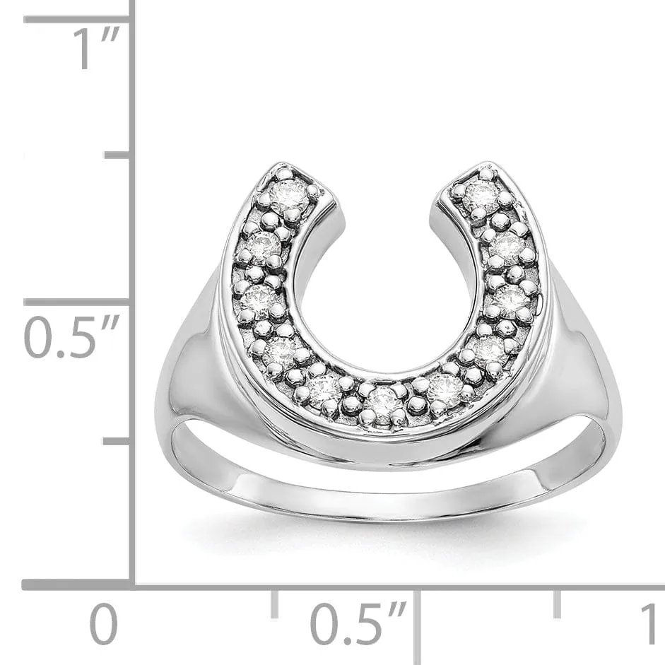 14k White Gold Men's Horsehoe Diamond Ring