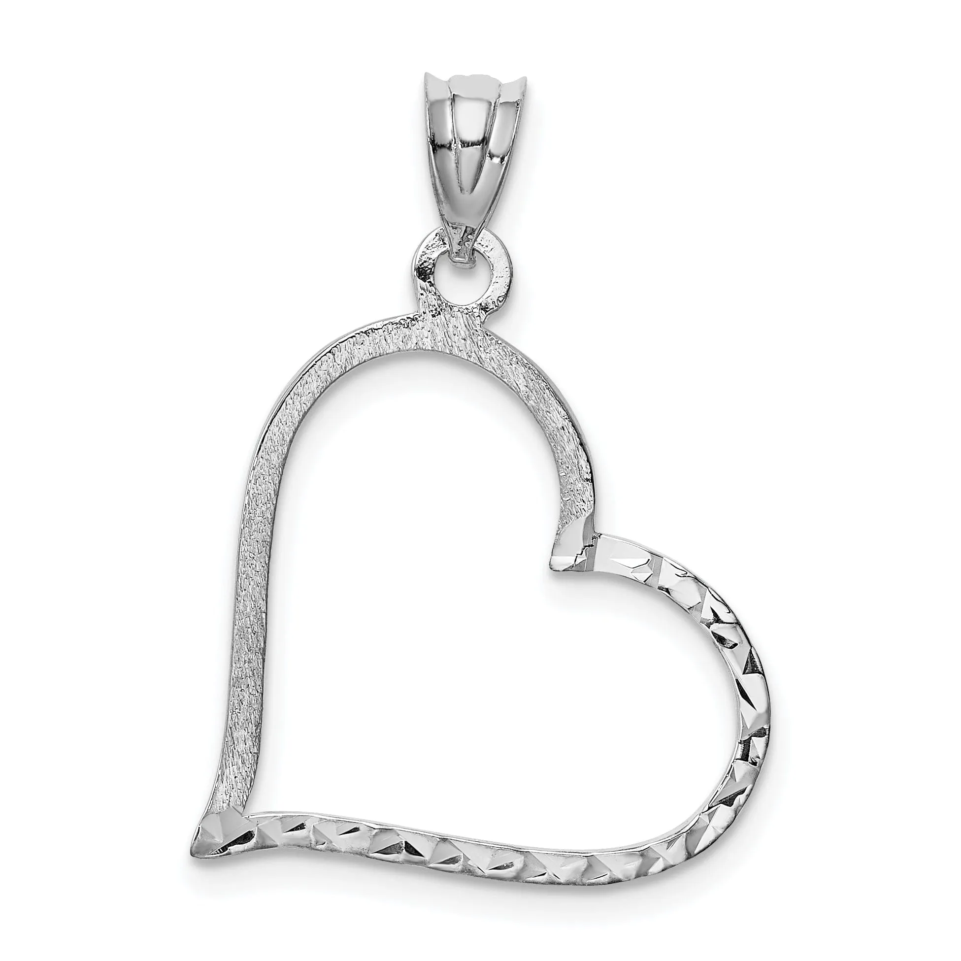 14k White Gold Small Reversible Heart Pendant