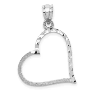 14k White Gold Small Reversible Heart Pendant