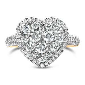 14K Yellow Gold 1 1/2 Cttw Diamond Heart Shaped Composite Ring