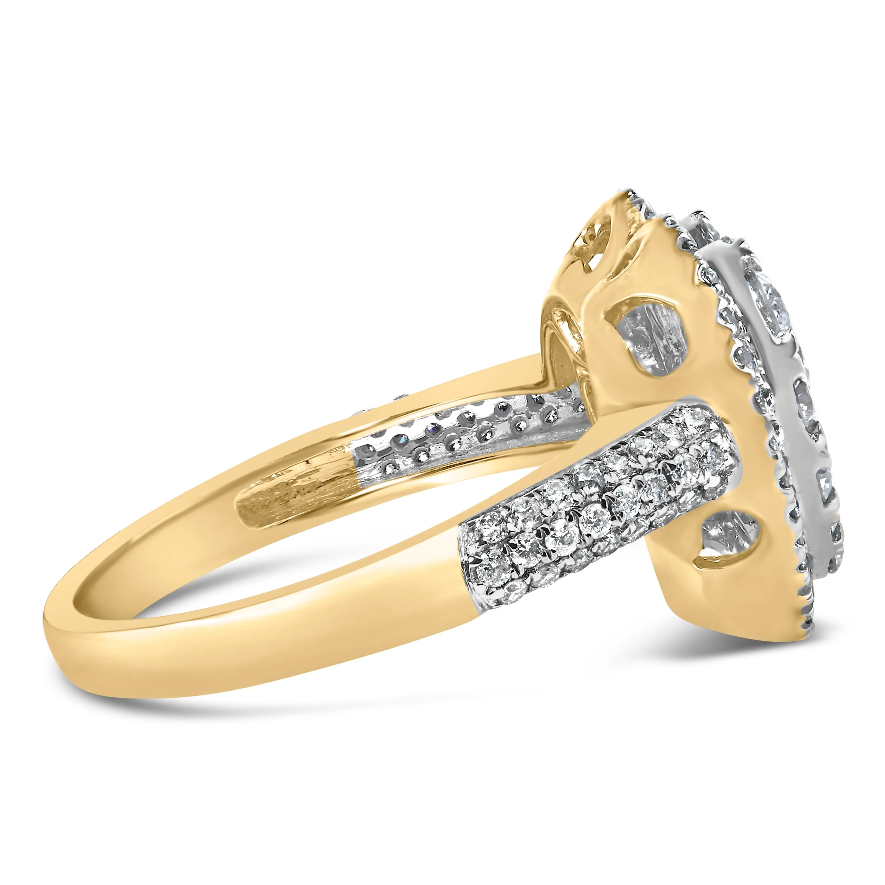 14K Yellow Gold 1 1/2 Cttw Diamond Heart Shaped Composite Ring