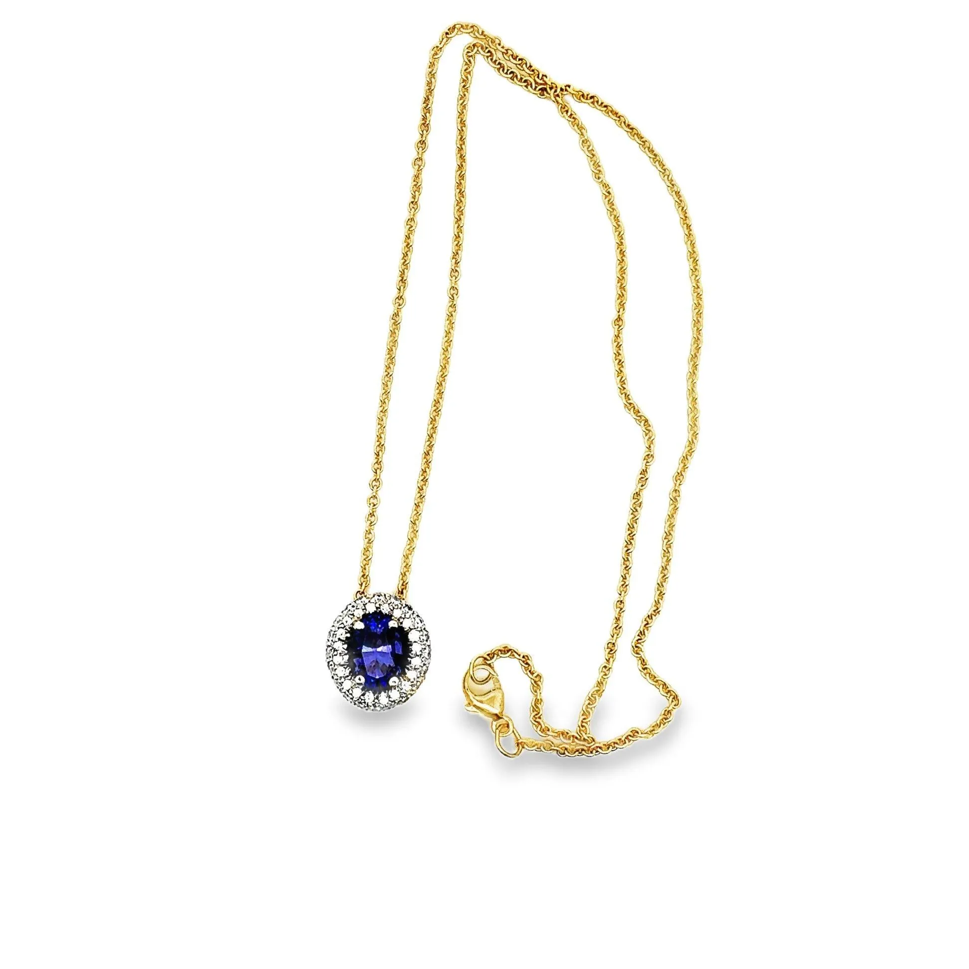 1.83 Carat Tanzanite Diamond Platinum & 18k Gold Pendant