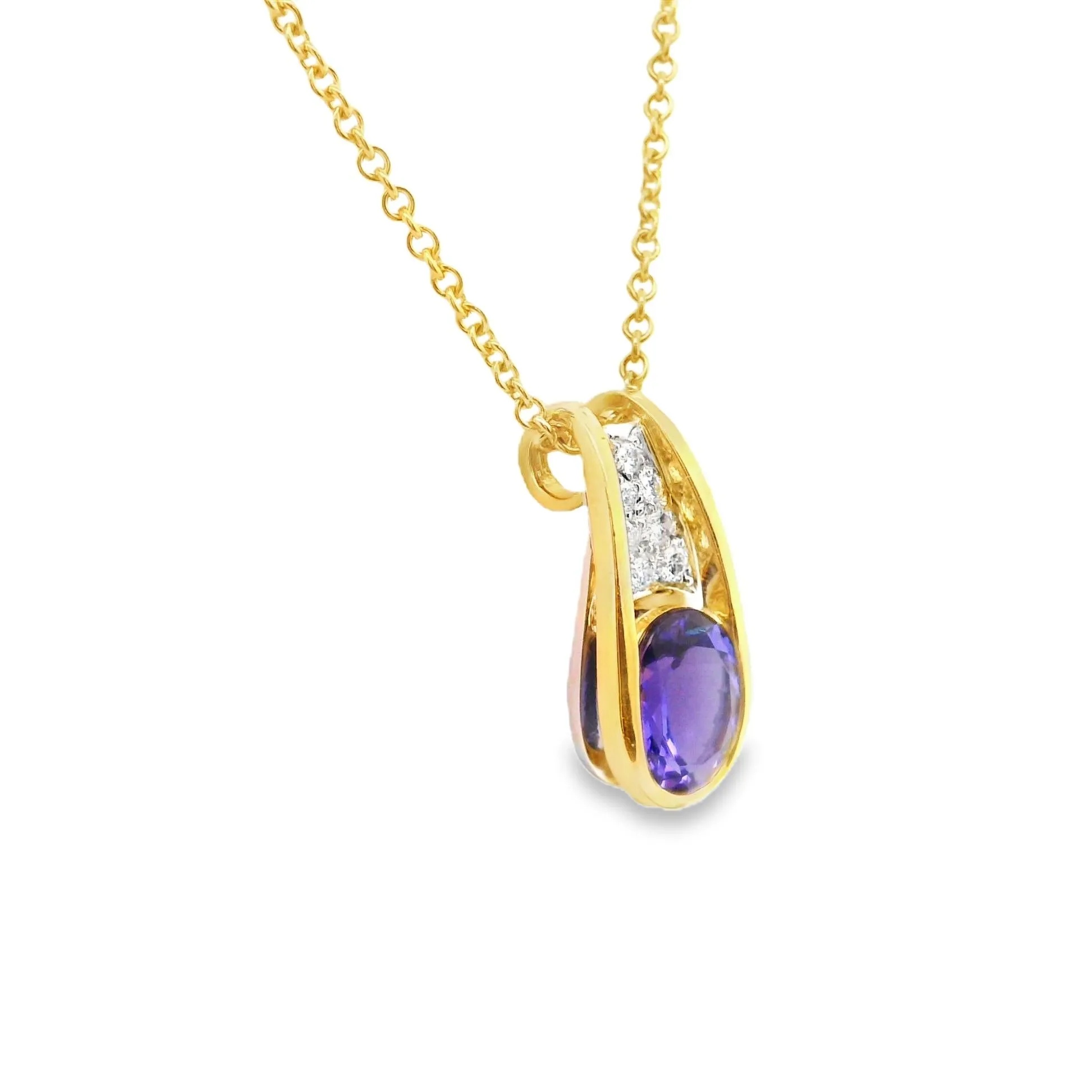 1.83 Carat Tanzanite Diamond Platinum & 18k Gold Pendant