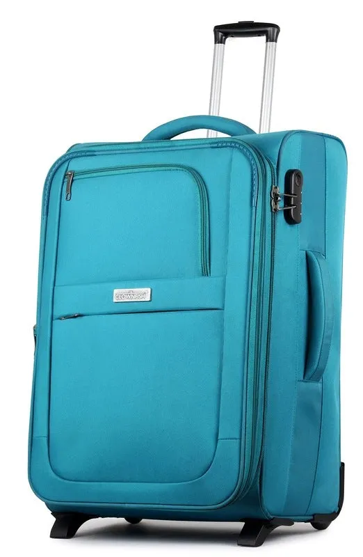 24 Inch Softsided Suitcase with Safety Lock & 4-Wheel Mobility | Travel Friendly | Turquoise