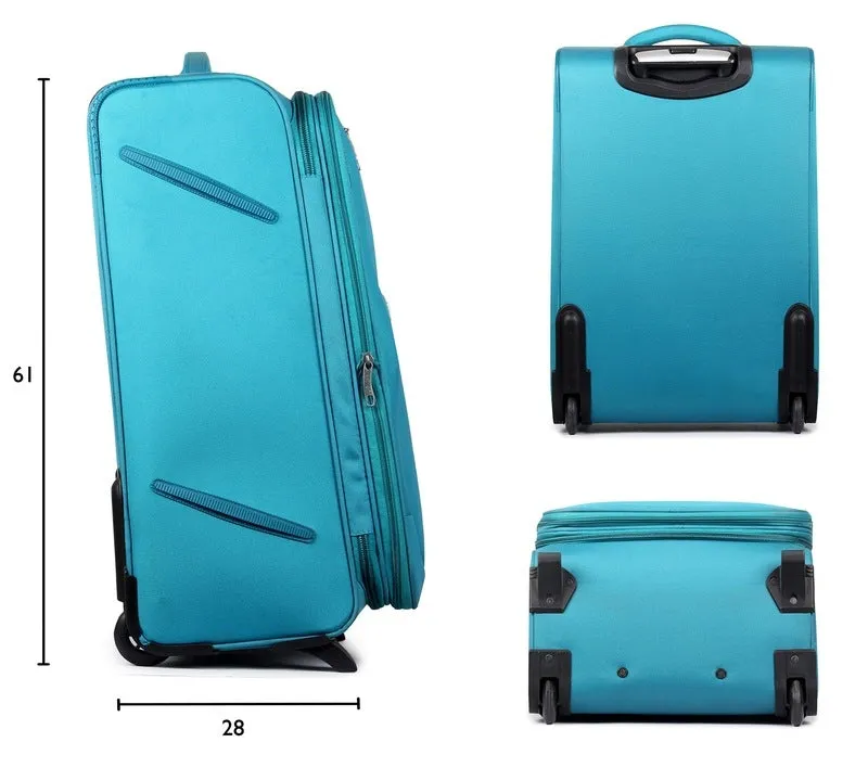 24 Inch Softsided Suitcase with Safety Lock & 4-Wheel Mobility | Travel Friendly | Turquoise