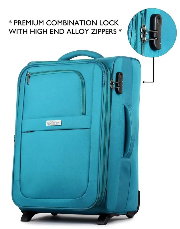 24 Inch Softsided Suitcase with Safety Lock & 4-Wheel Mobility | Travel Friendly | Turquoise