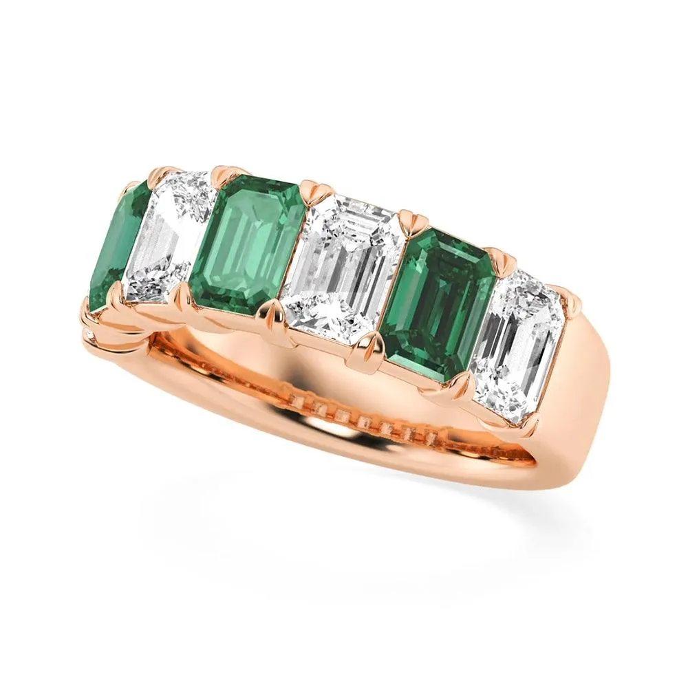 2.88ctw. Classic Lab Grown Emerald Moissanite Anniversary Band