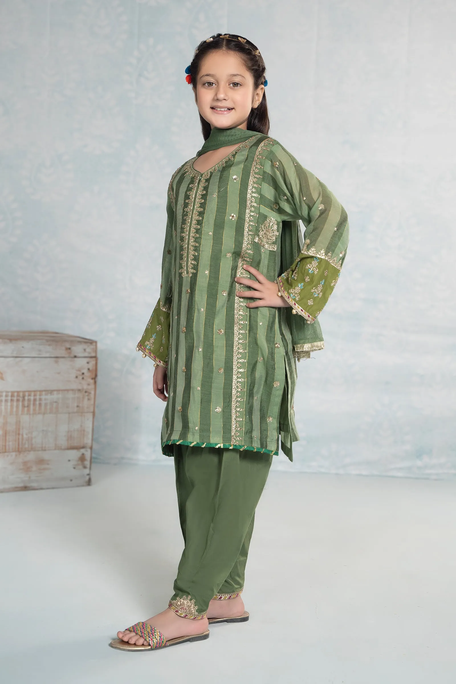 3 Piece Embroidered Yarn Dyed Suit | MKD-EF24-03