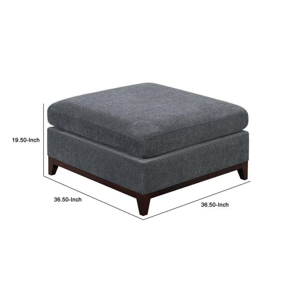 37 Inch Modern Square Ottoman with Foam Seating, Gray Chenille Fabric  By Casagear Home