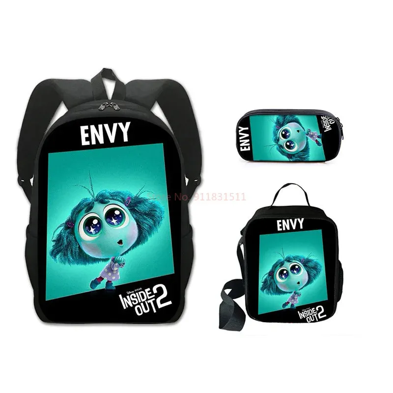 3Pcs Set Inside Cartoon Anime Prints Kids School Backpack Sets