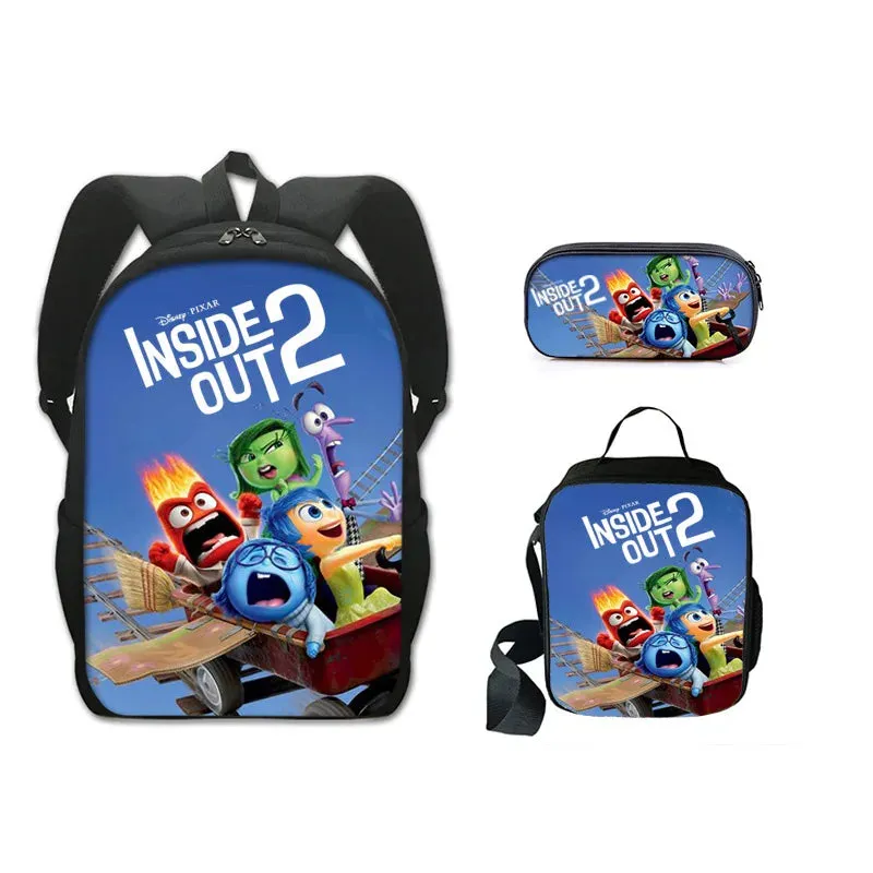 3Pcs Set Inside Cartoon Anime Prints Kids School Backpack Sets