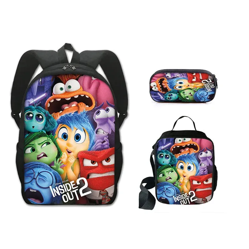 3Pcs Set Inside Cartoon Anime Prints Kids School Backpack Sets