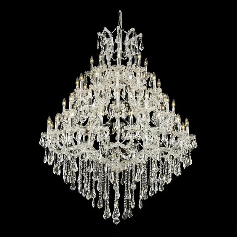 47X58 Inch Big Living Room Chandelier 49 Lights Candle Style Tiered Crystal Chandelier