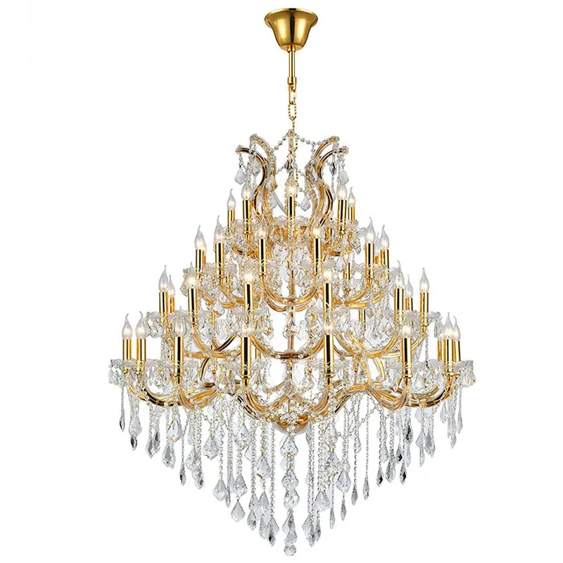 47X58 Inch Big Living Room Chandelier 49 Lights Candle Style Tiered Crystal Chandelier