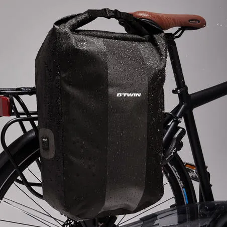 500 waterproof pannier rack bike bag 20l - black