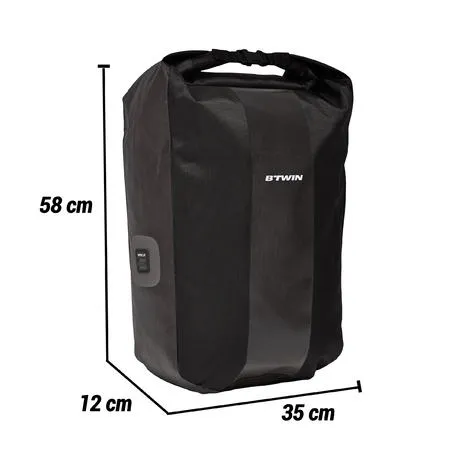 500 waterproof pannier rack bike bag 20l - black