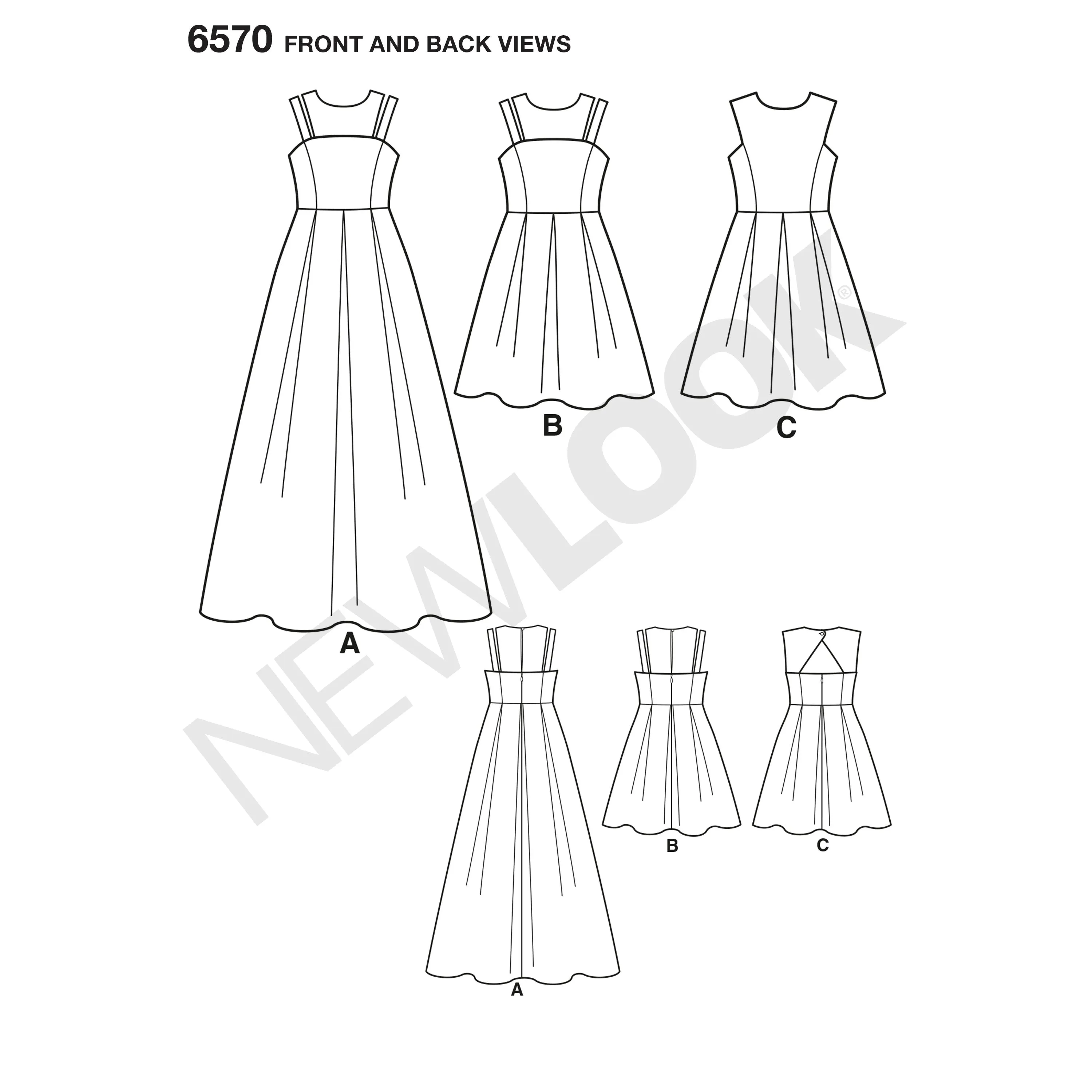 6570 New Look Pattern 6570 Girl's Dress in Two Lengths