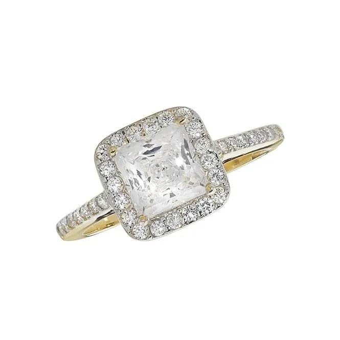 9ct Yellow Gold Ladies Zirconia Ring RN882