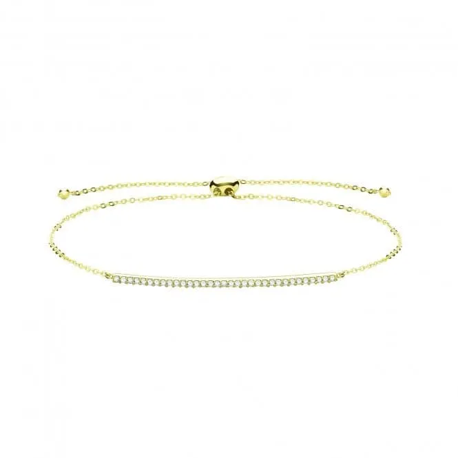 9ct Yellow Gold Zirconia Bar Bracelet with Pull Style Design BR629