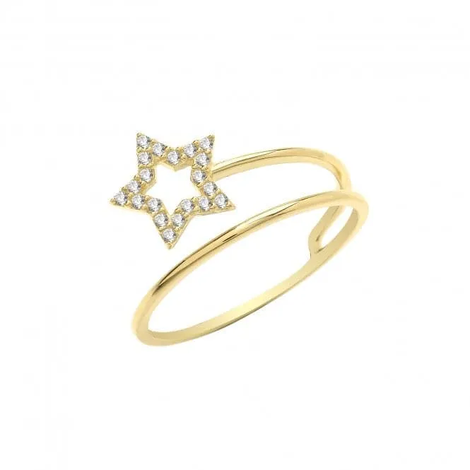 9ct Yellow Gold Zirconia Star 1 1/2 Band Ring RN1612