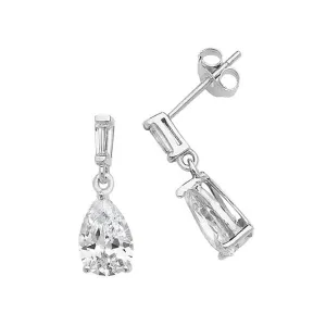 Acotis Silver Drop Earrings Double Zirconia G51120