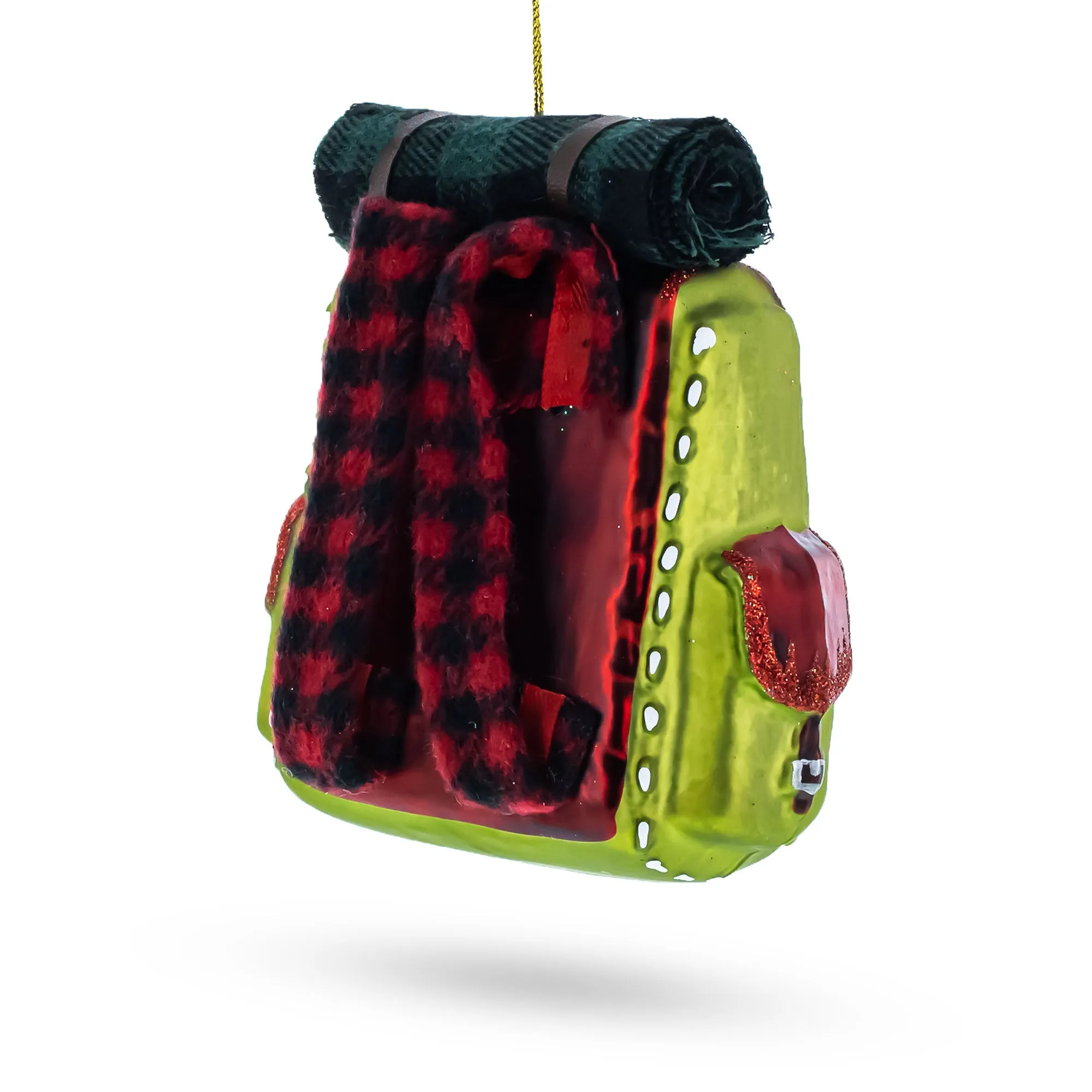 Adventurous Hiking Backpack Blown Glass Christmas Ornament