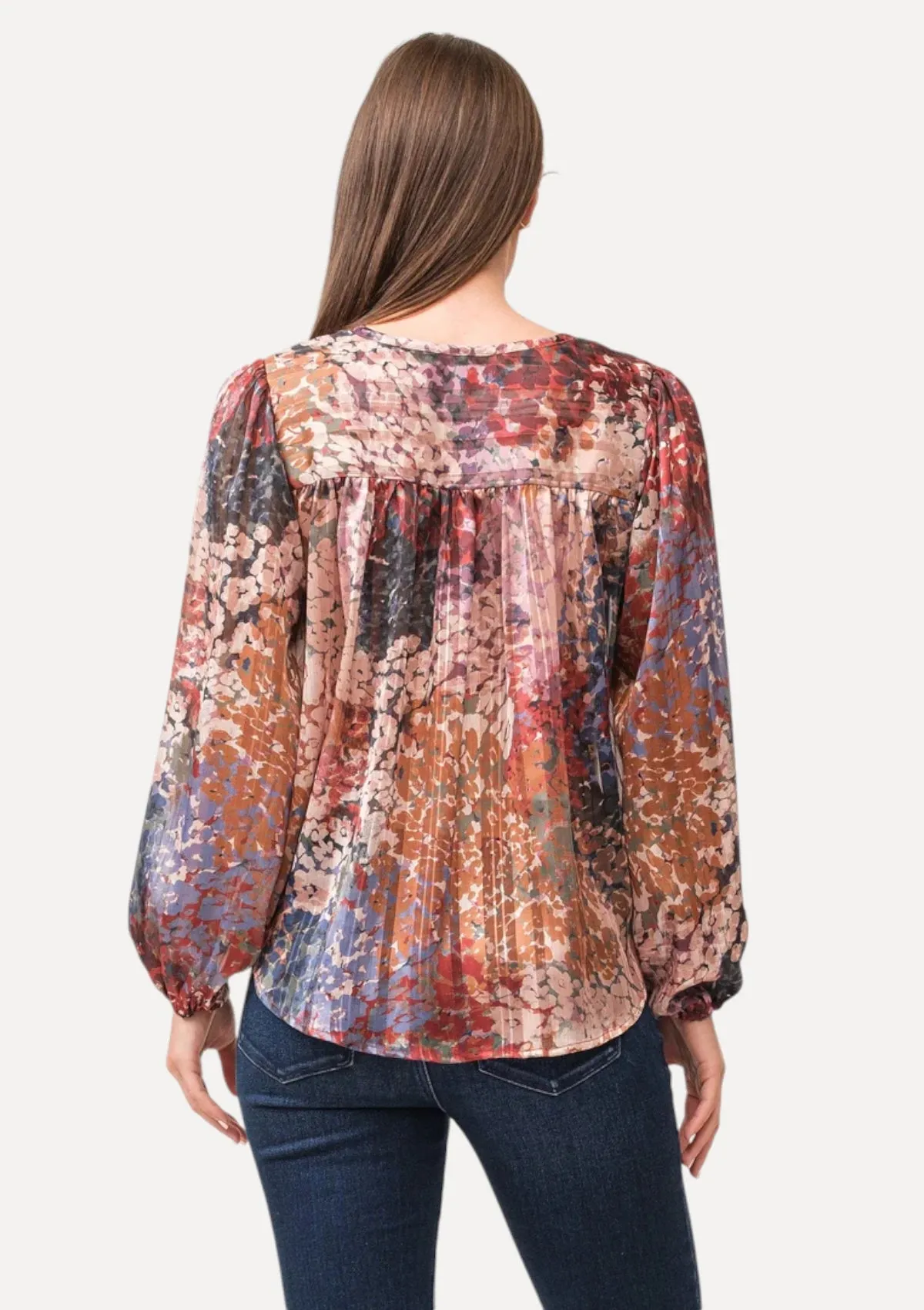 Alessia Long Sleeve Print V-Neck Top