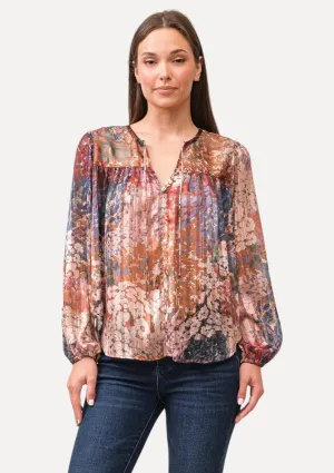 Alessia Long Sleeve Print V-Neck Top