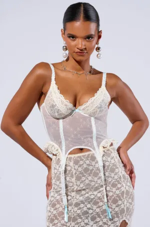 AMELIA SLEEVELESS MESH CORSET IN WHITE