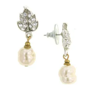 Antiquities Couture Crystal Baroque Faux Pearl Drop Post Earrings