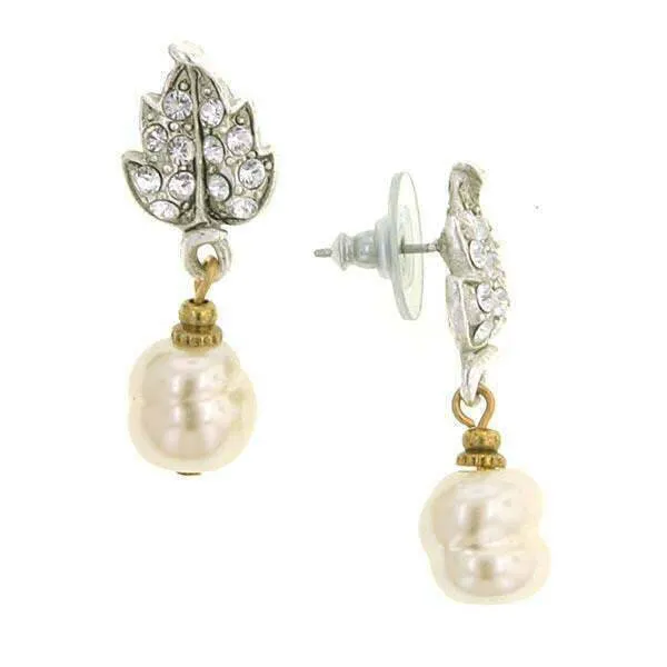 Antiquities Couture Crystal Baroque Faux Pearl Drop Post Earrings