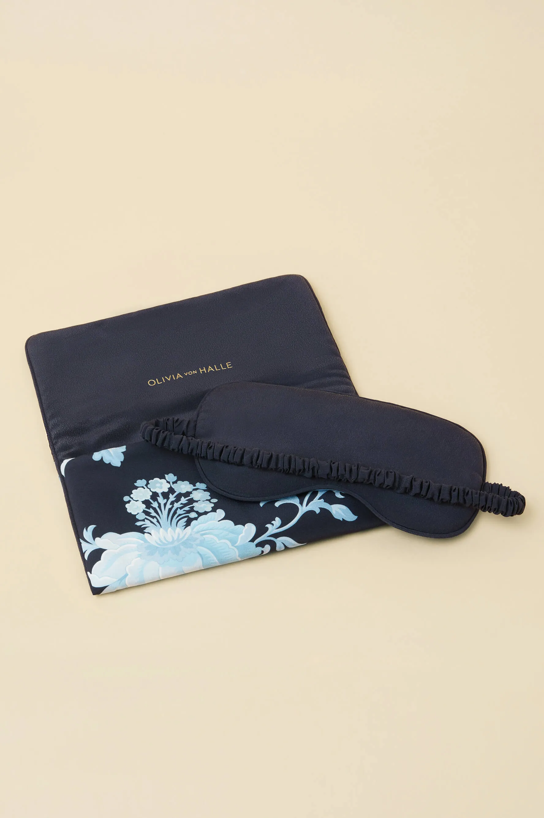 Audrey Alcides Blue Floral Eye Mask in Silk Crêpe de Chine