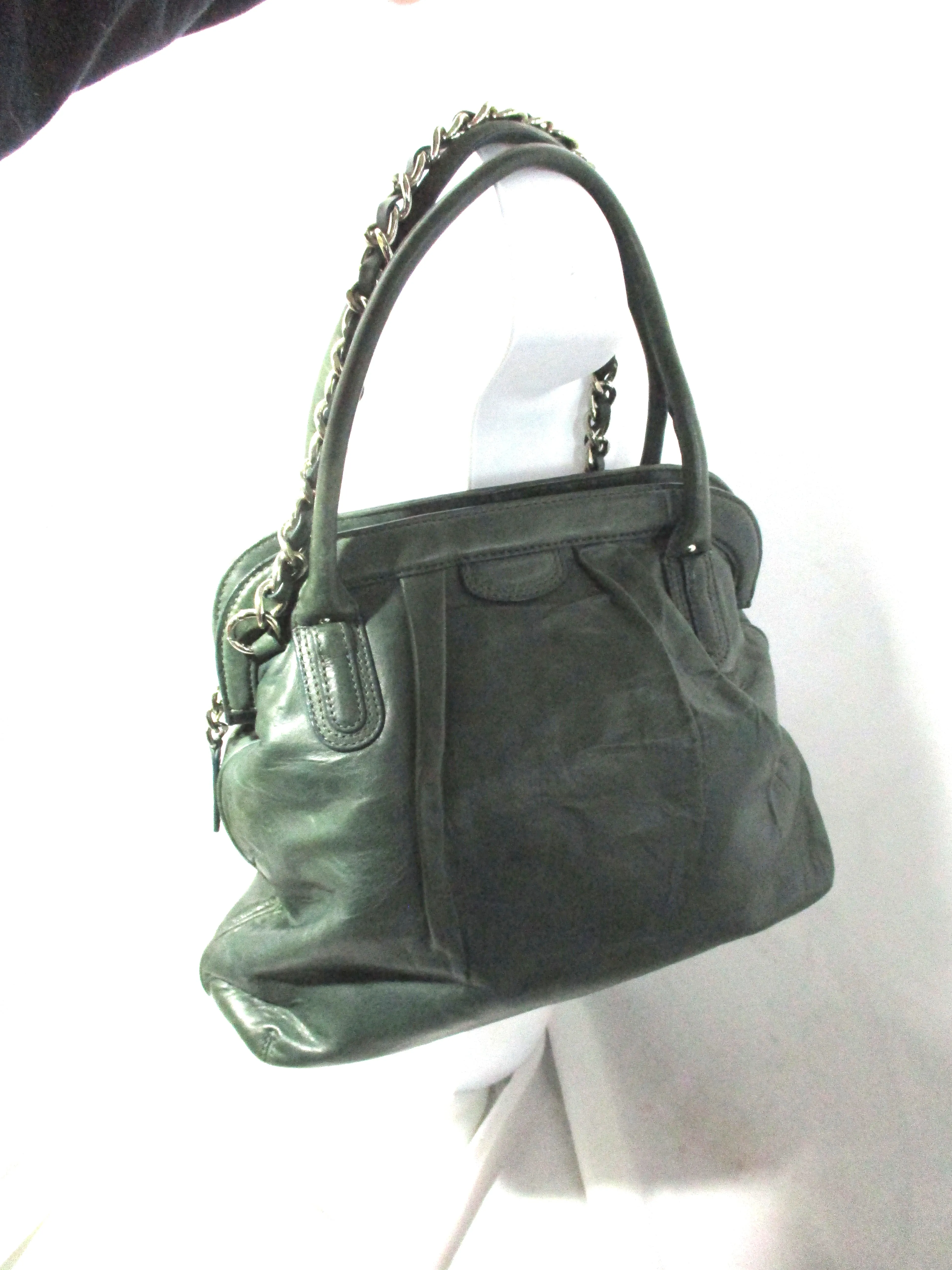 BANANA REPUBLIC Leather Shoulder Bag Handbag Satchel Hobo Purse Boho Convertible GREEN