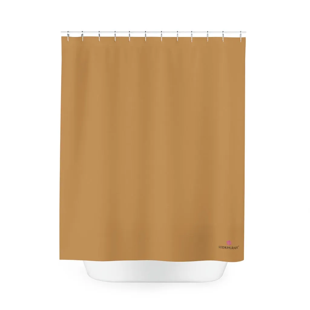 Beige Brown Polyester Shower Curtain