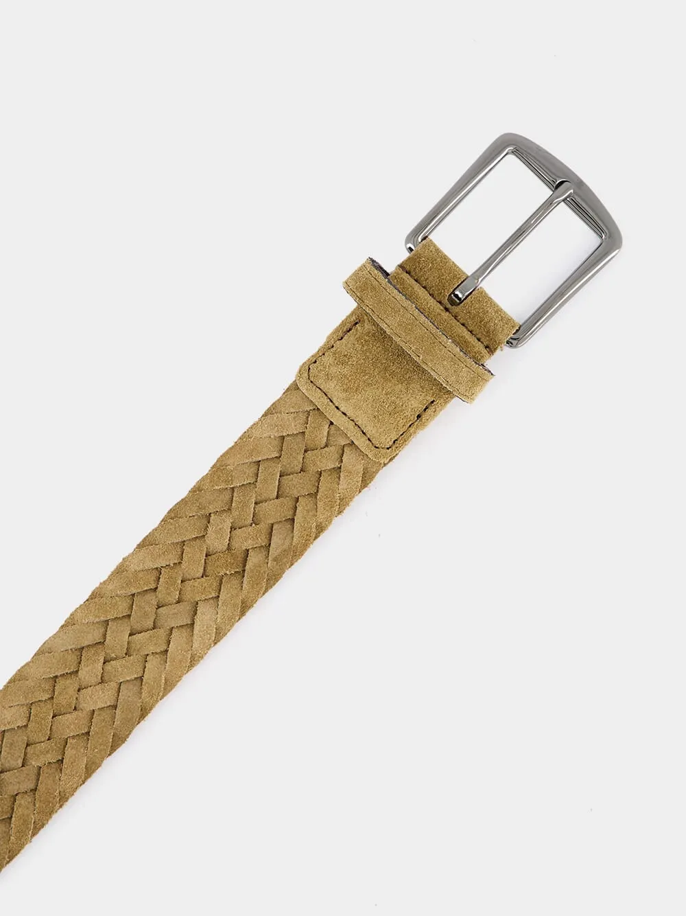 Beige Woven Suede Belt