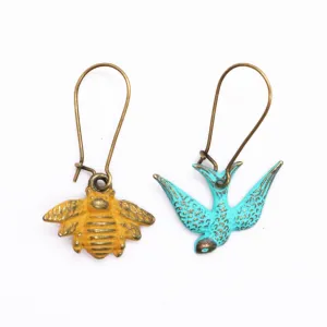 Birds and The Bees Mismatched Charm Earrings