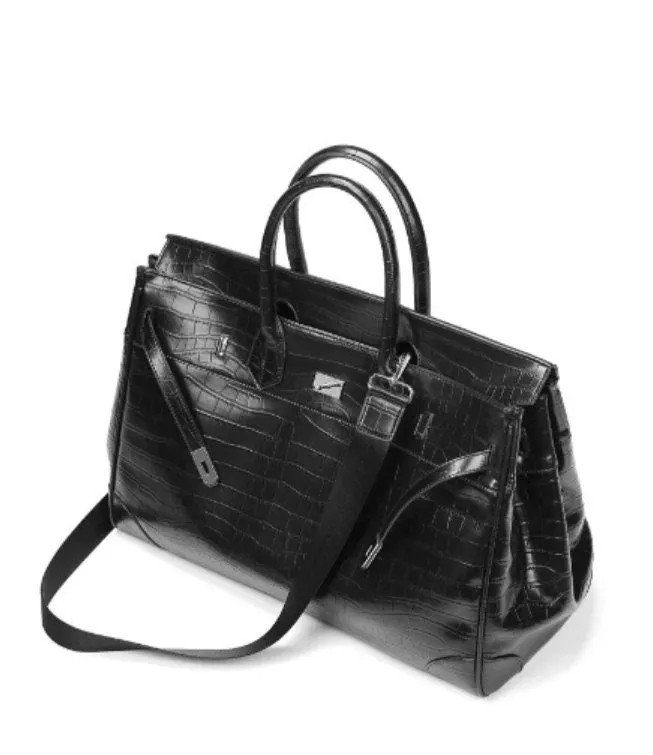 Black Platinum croc pattern weekender overnight weekend tote men/women's high street travel handbag