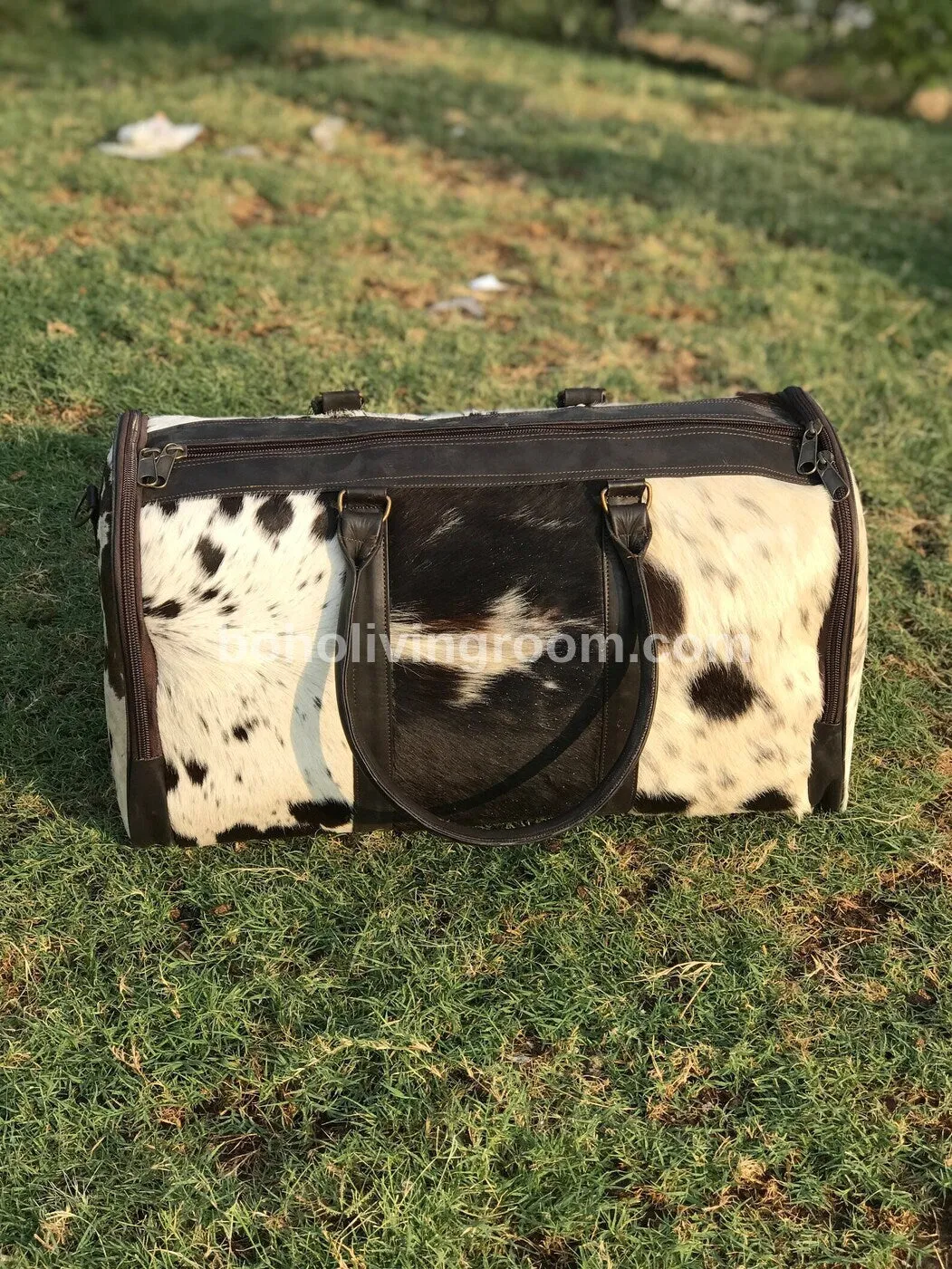 Black White Hair On Cowhide Overnight Bag