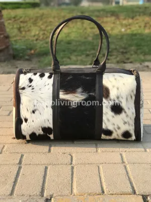 Black White Hair On Cowhide Overnight Bag