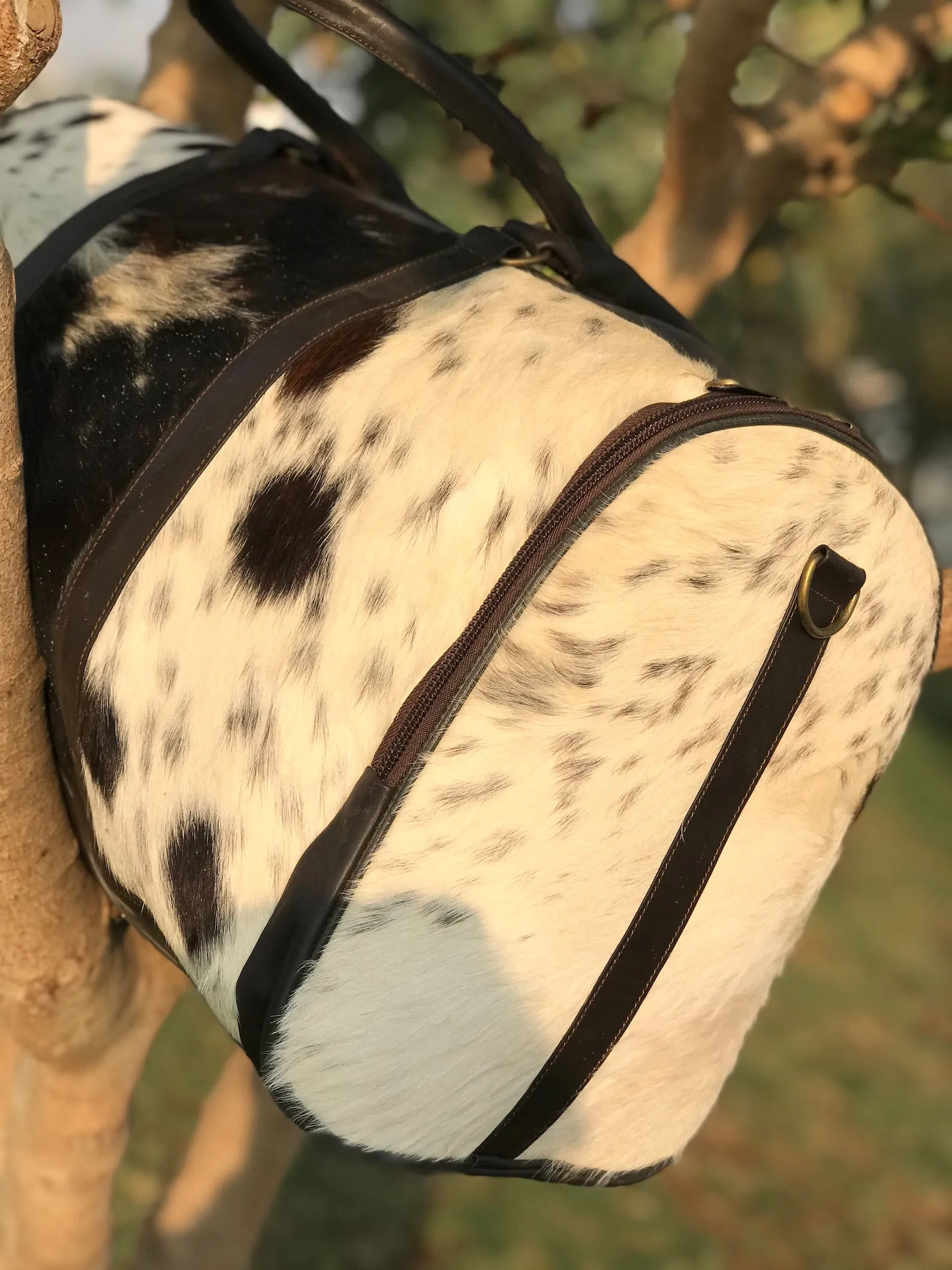 Black White Hair On Cowhide Overnight Bag