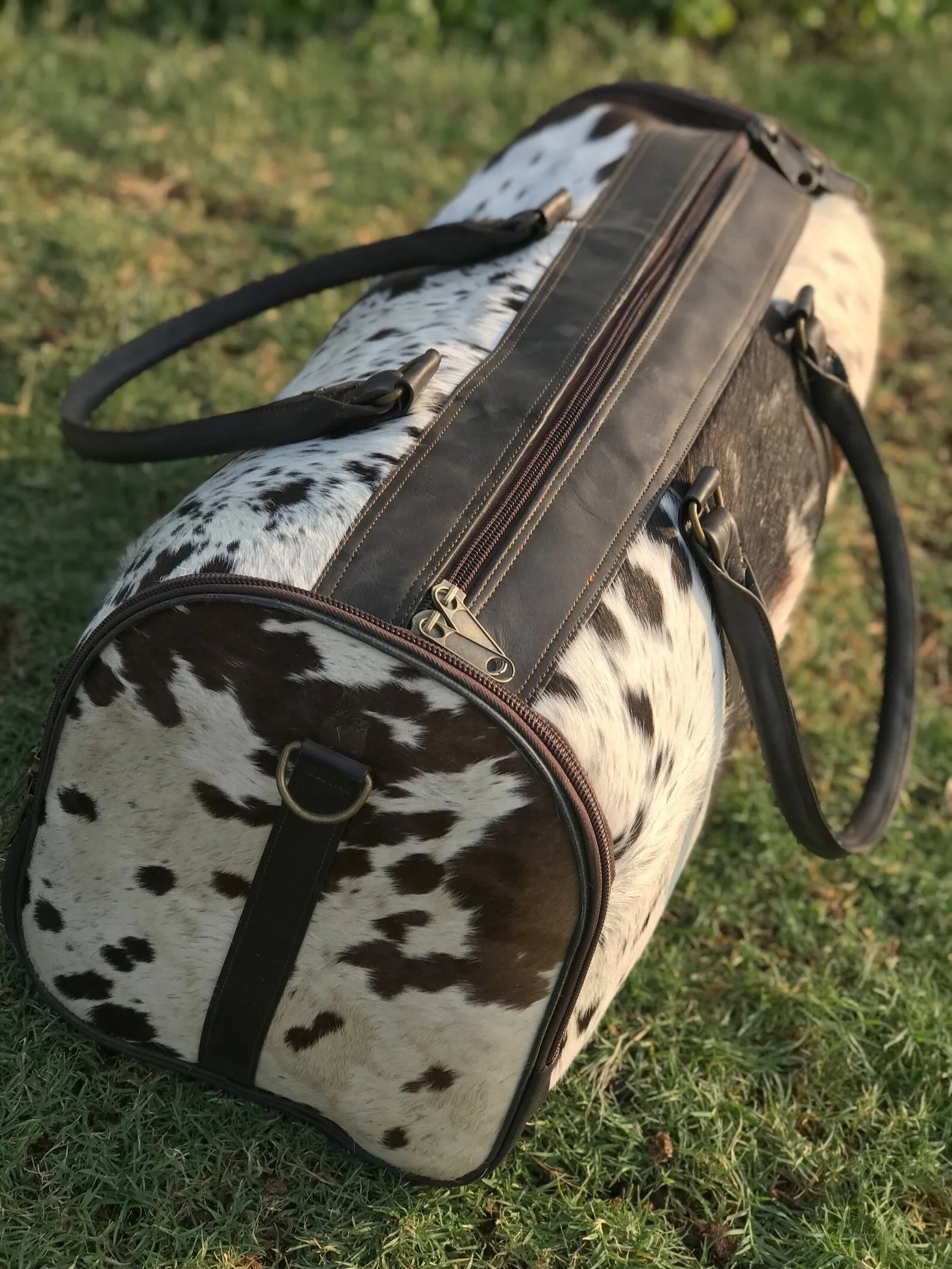 Black White Hair On Cowhide Overnight Bag