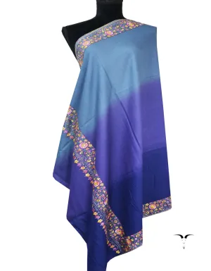 Blue and skyblue Embroidery Pashmina Shawl 7606