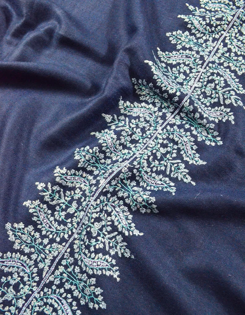 Blue Embroidery Pashmina Shawl 7717