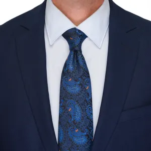 Blue Oriental Paisley Woven Silk Tie