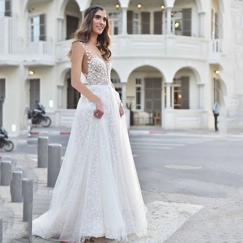 Bohemian Chic Wedding Guest Dress Elegant Graceful See-through