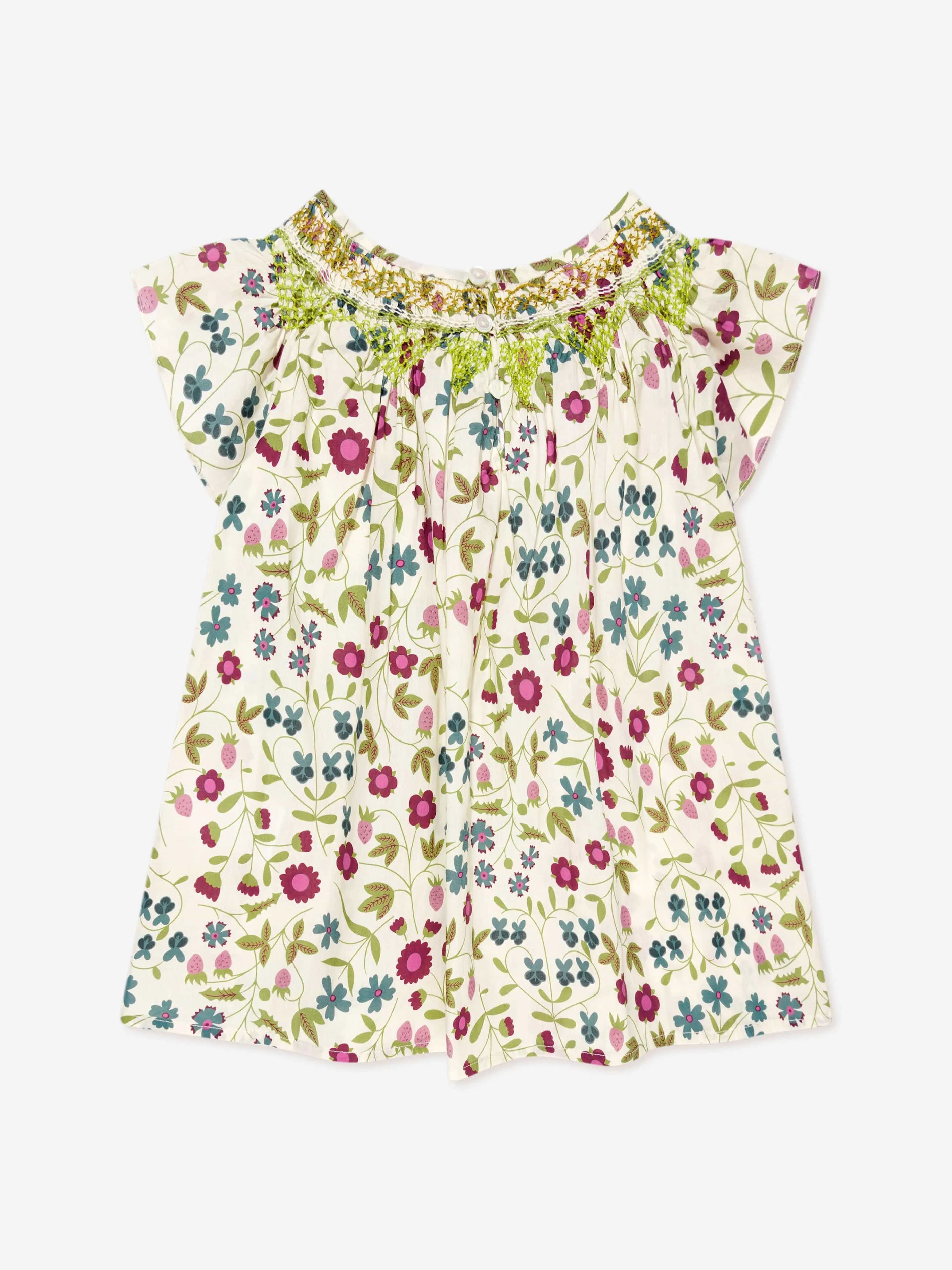 Bonpoint Girls Ella Smocked Blouse in Multicolour